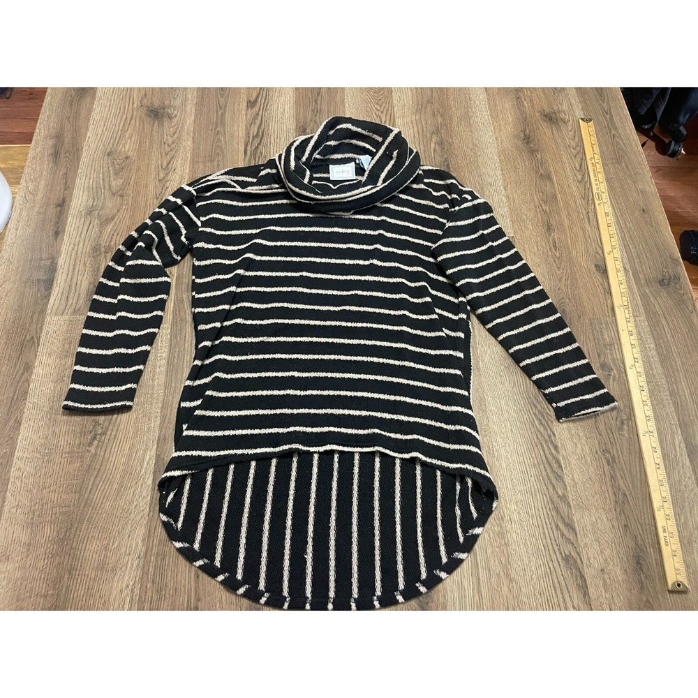 cg.l.cg Sweater, Women's Size Medium, Black Tan, Striped, Turtleneck, Pullover